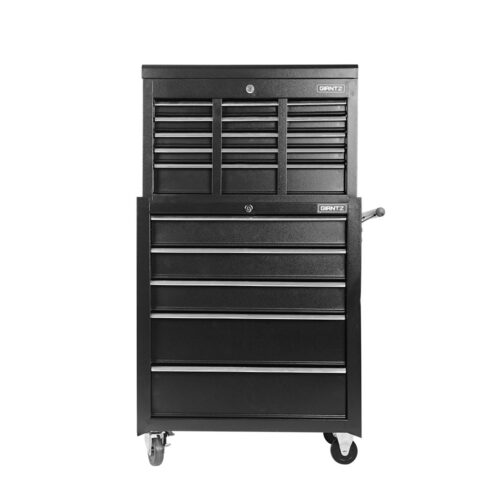 Giantz 14 Drawer Tool Box Cabinet Chest Mechanic Garage Storage Trolley Black - Image 4