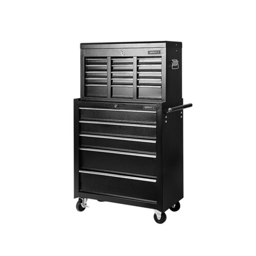 Giantz 14 Drawer Tool Box Cabinet Chest Mechanic Garage Storage Trolley Black - Image 5