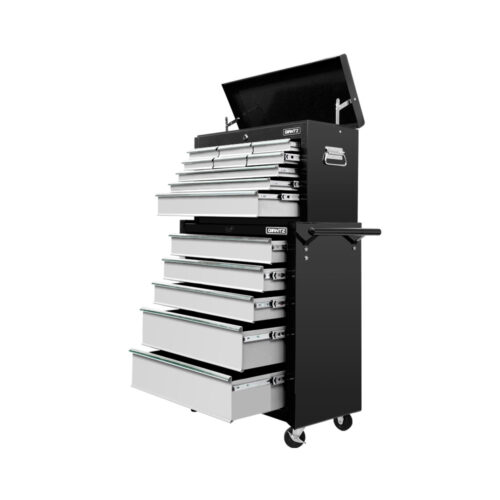 Giantz 14 Drawer Tool Box Cabinet Chest Mechanic Garage Storage Trolley Grey - Image 2
