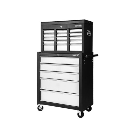 Giantz 14 Drawer Tool Box Cabinet Chest Mechanic Garage Storage Trolley Grey - Image 4