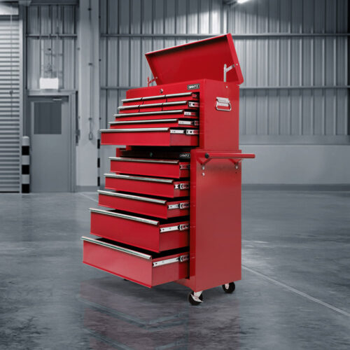 Giantz 14 Drawer Tool Box Cabinet Chest Mechanic Garage Storage Trolley Red - Image 9