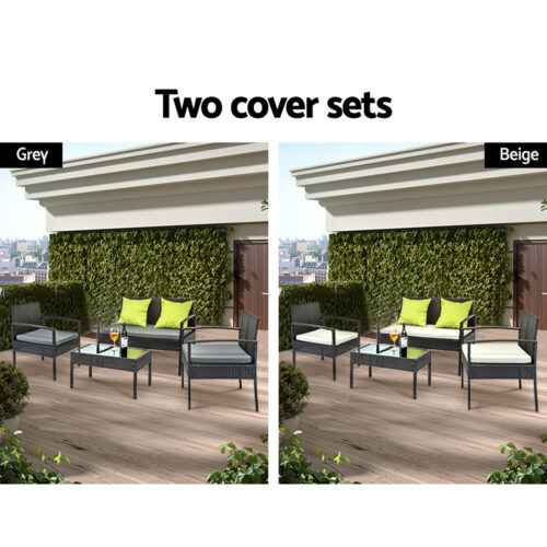 Gardeon Outdoor Sofa Set Wicker Lounge Setting Table and Chairs Patio Furniture - Image 4