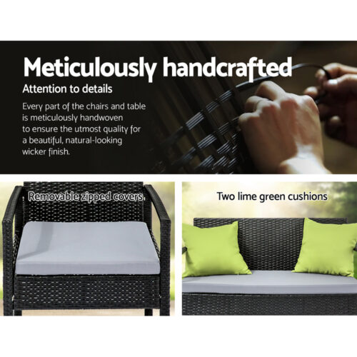 Gardeon Outdoor Sofa Set Wicker Lounge Setting Table and Chairs Patio Furniture - Image 5