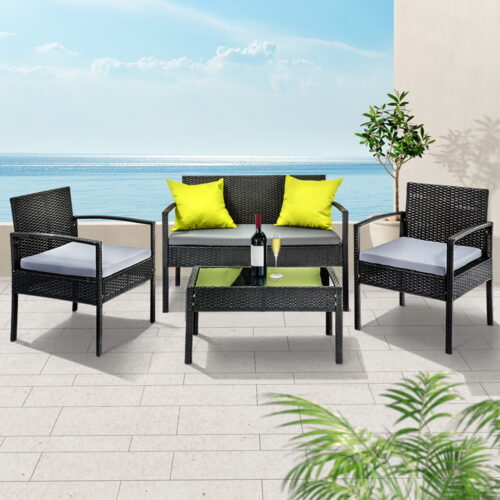 Gardeon Outdoor Sofa Set Wicker Lounge Setting Table and Chairs Patio Furniture - Image 8