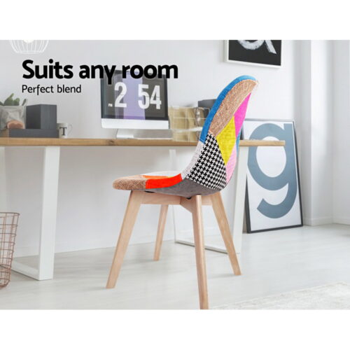 Artiss Dining Chairs Set of 2 Fabric Retro Replica DSW - Image 5
