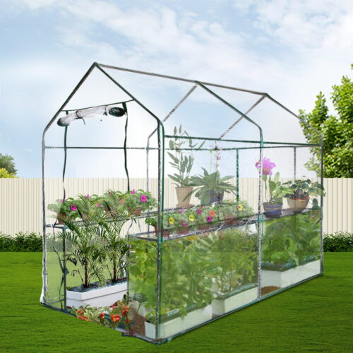 Green Fingers Greenhouse 1.2x1.9x1.9M Walk in Green House Tunnel Clear Garden Shed 4 Shelves - Image 8