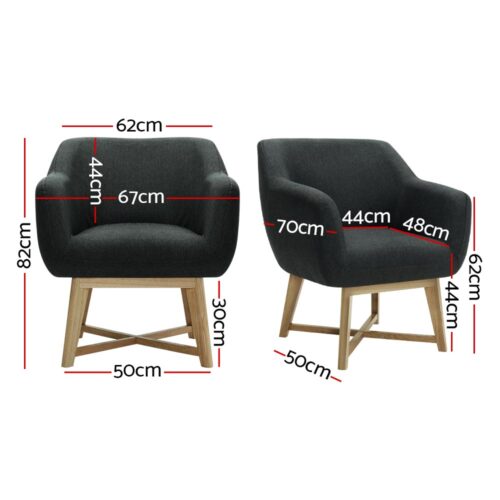 Artiss Armchair Tub Chair Charcoal Aston - Image 2