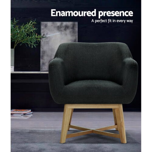 Artiss Armchair Tub Chair Charcoal Aston - Image 4