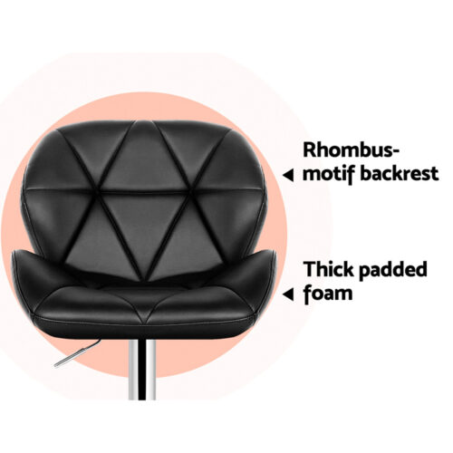 Artiss 2x Bar Stools Gas Lift Padded Leather Black - Image 4