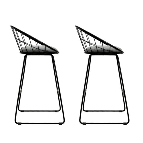 Artiss 2x Bar Stools Padded Seat Metal - Image 3