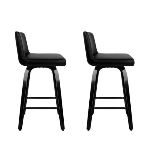 Artiss Bar Stools Kitchen Leather Barstools Swivel Wooden Chairs X2 - Image 3