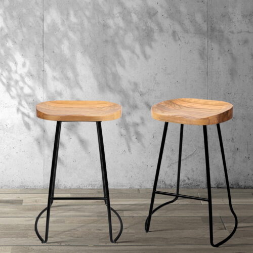 Artiss 2x Bar Stools Tractor Seat 65cm Wooden - Image 7