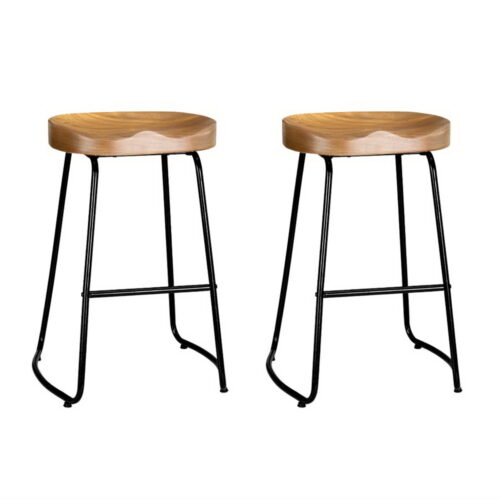 Artiss 2x Bar Stools Tractor Seat 65cm Wooden - Image 8