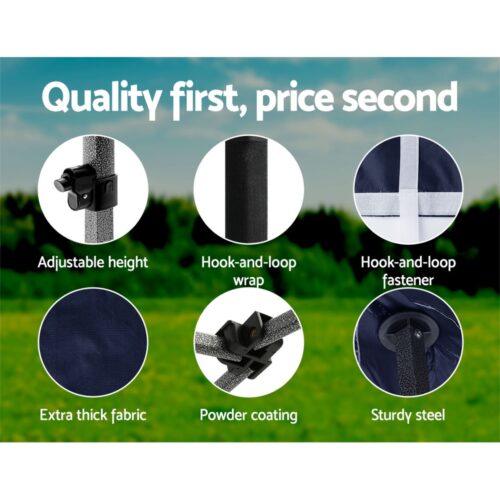 Instahut Gazebo Pop Up Marquee 3x3m Folding Tent Wedding Outdoor Camping Canopy Gazebos Shade Navy - Image 6