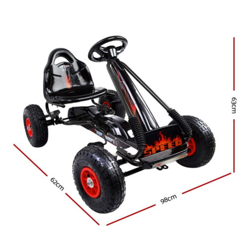 Rigo Kids Pedal Go Kart Ride On Toys Racing Car Rubber Tyre Black - Image 2