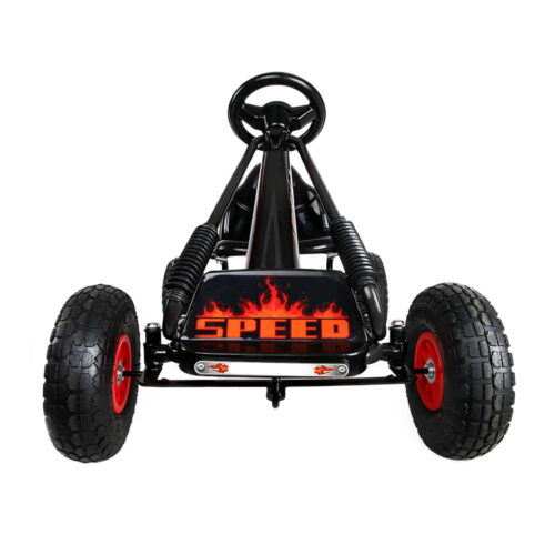 Rigo Kids Pedal Go Kart Ride On Toys Racing Car Rubber Tyre Black - Image 3
