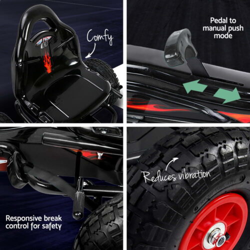 Rigo Kids Pedal Go Kart Ride On Toys Racing Car Rubber Tyre Black - Image 6