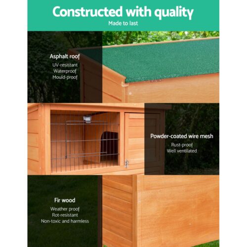 i.Pet Chicken Coop Rabbit Hutch 88cm x 40cm x 76cm Large Chicken Coop House Run Wooden Cage Outdoor - Image 4