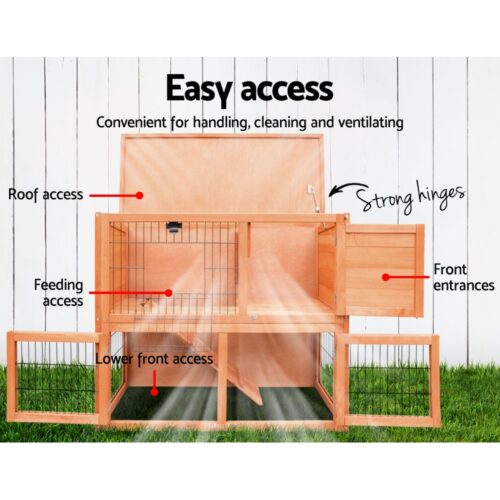 i.Pet Chicken Coop Rabbit Hutch 88cm x 40cm x 76cm Large Chicken Coop House Run Wooden Cage Outdoor - Image 7