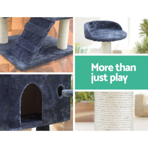 i.Pet Cat Tree 134cm Tower Scratching Post Scratcher Wood Condo House Bed Grey - Image 5