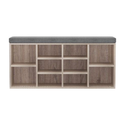 Artiss Shoe Rack Cabinet Shoe Bench Fabric Seat Pine BOA - Image 3