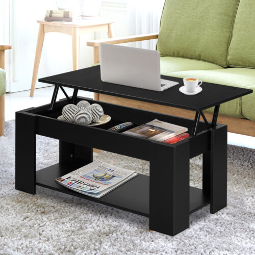 Artiss Coffee Table Lift-top Coffee Table Black - Image 7