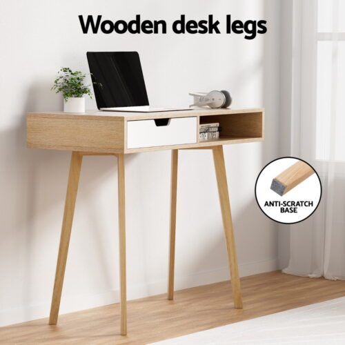 Artiss Computer Desk Drawer Cabinet Shelf Oak 90CM - Image 6