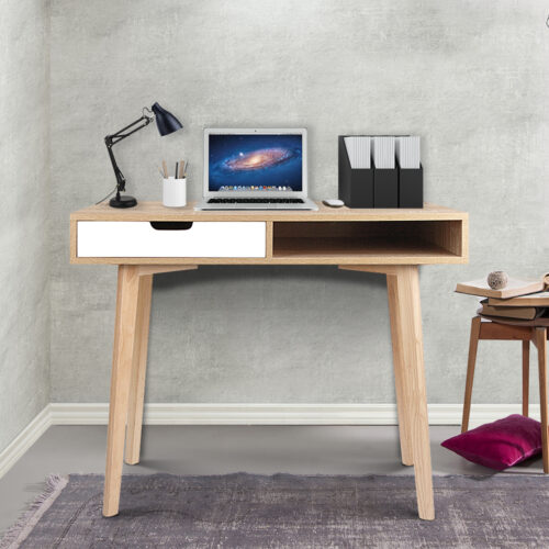 Artiss Computer Desk Drawer Cabinet Shelf Oak 90CM - Image 7