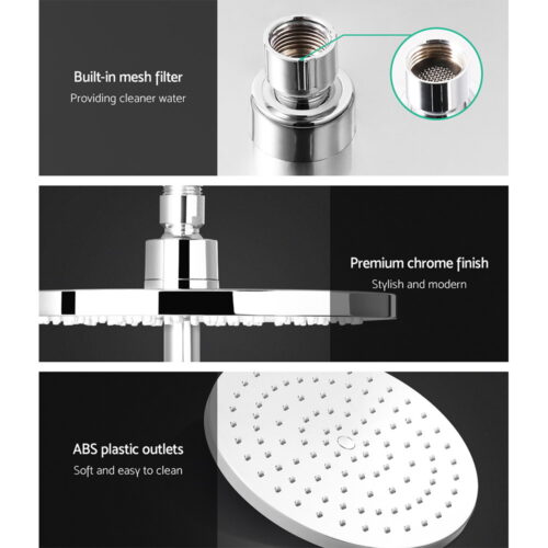 Cefito 9'' Rain Shower Head Set Handheld Round High Pressure Chrome - Image 4