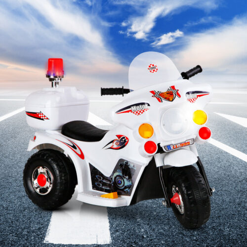 Rigo Kids Electric Ride On Police Motorcycle Motorbike 6V Battery White - Image 8