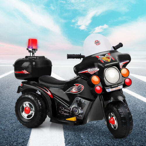 Rigo Kids Electric Ride On Police Motorcycle Motorbike 6V Battery Black - Image 8