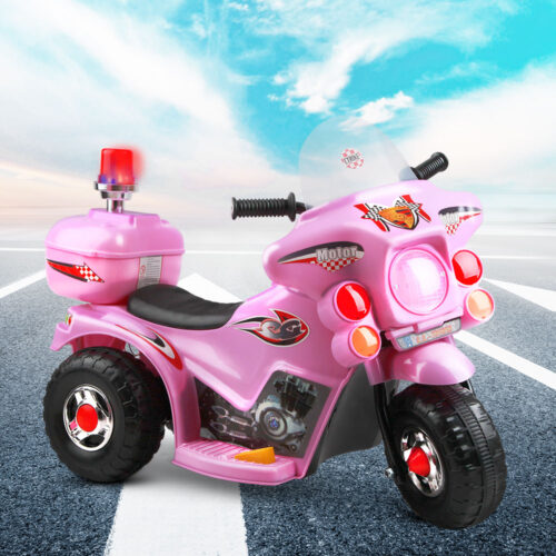 Rigo Kids Electric Ride On Police Motorcycle Motorbike 6V Battery Pink - Image 8