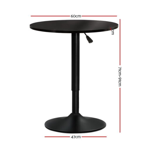Artiss Bar Table Gas Lift Round Black - Image 4
