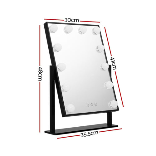 Embellir Makeup Mirror 30x48cm Hollywood Vanity with LED Light Rotation Tabletop - Image 2