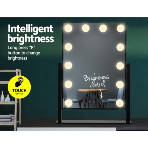 Embellir Makeup Mirror 30x48cm Hollywood Vanity with LED Light Rotation Tabletop - Image 4
