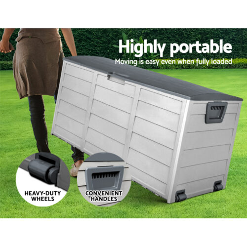 Gardeon Outdoor Storage Box 290L Lockable Organiser Garden Deck Shed Tool Grey - Image 7