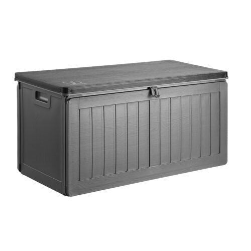 Gardeon Outdoor Storage Box 190L Container Lockable Garden Bench Tool Shed Black - Image 3