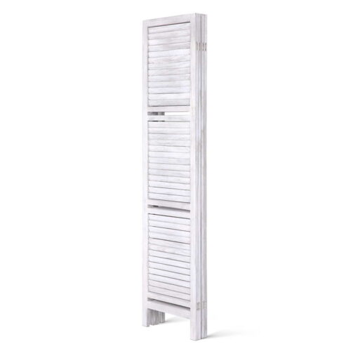 Artiss 4 Panel Room Divider Screen 163x170cm Shelf White - Image 5