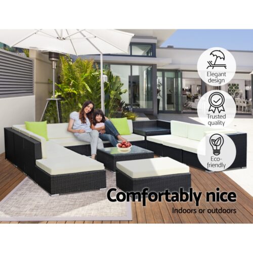 Gardeon 13-Piece Outdoor Sofa Set Wicker Couch Lounge Setting Cover - Image 7