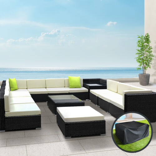 Gardeon 13-Piece Outdoor Sofa Set Wicker Couch Lounge Setting Cover - Image 9