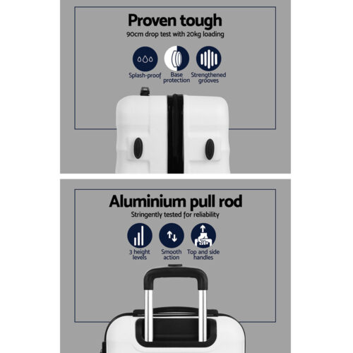 Wanderlite 3Set 20-24-28 Inch Luggage with TSA Lock Spinner Travel Suitcase Carry On Hard Shell Luggage Case White - Image 4