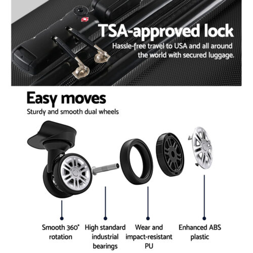 Wanderlite 24 Inch Luggage with TSA Lock Spinner Travel Suitcase Carry On Hard Shell Luggage Case Black - Image 5