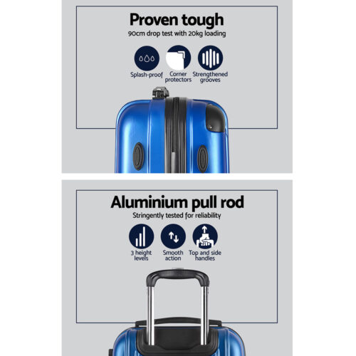 Wanderlite 20-28 Inch Luggage 2Set with TSA Lock Spinner Carry On Hard Shell Travel Suitcase Luggage Case Blue - Image 4