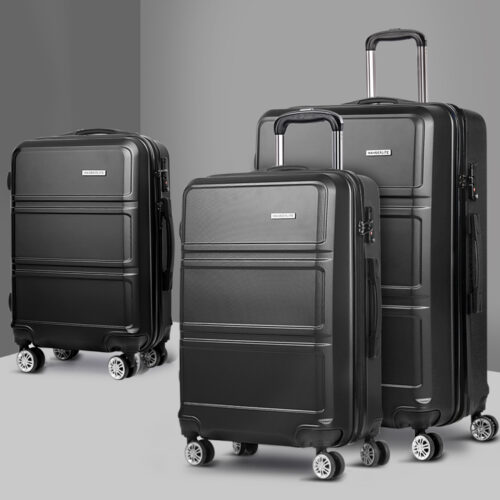 Wanderlite 3Set 20-24-28 Inch Luggage with TSA Lock Spinner Travel Suitcase Carry On Hard Shell Luggage Case Black - Image 8