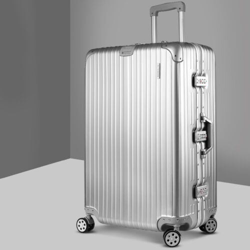 Wanderlite 28 Inch Luggage with TSA Lock Stainless�Steel�Wrapped�Corners Hard Shell Travel Suitcase Luggage Case Silver - Image 8