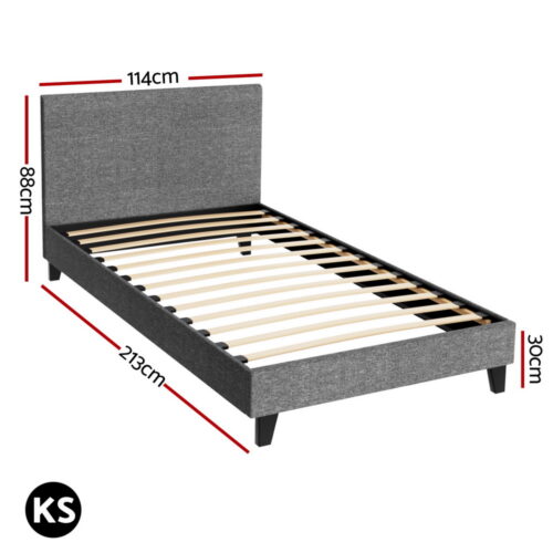 Artiss Bed Frame King Single Size Grey NEO - Image 2