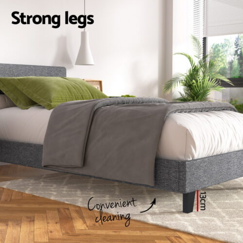 Artiss Bed Frame King Single Size Grey NEO - Image 5