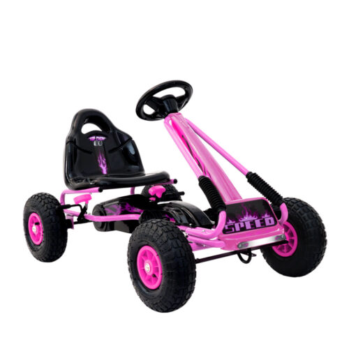 Rigo Kids Pedal Go Kart Ride On Toys Racing Car Rubber Tyre Pink - Image 2