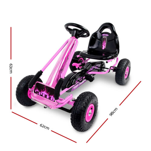 Rigo Kids Pedal Go Kart Ride On Toys Racing Car Rubber Tyre Pink - Image 3