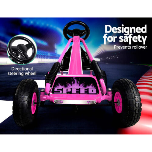Rigo Kids Pedal Go Kart Ride On Toys Racing Car Rubber Tyre Pink - Image 5
